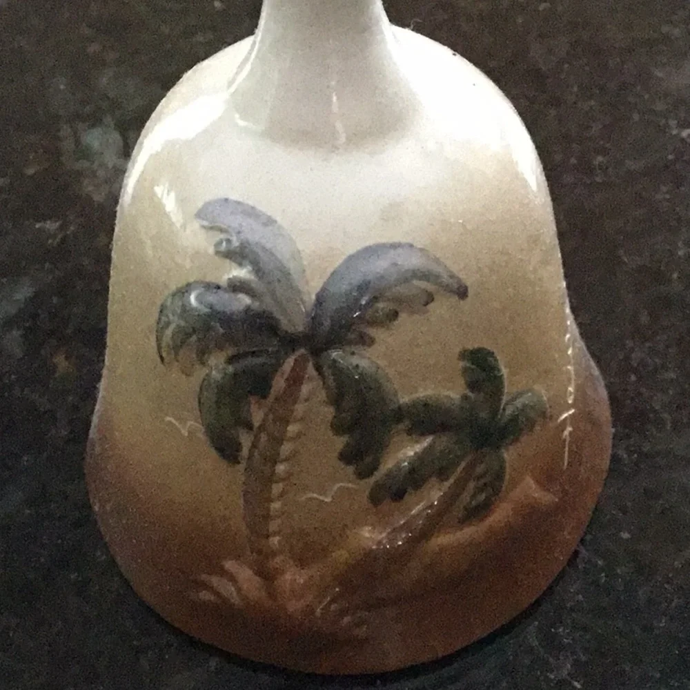 Hawaiian Palm Tree Bell Tropical Ceramic 5” Tall‎ Handcrafted